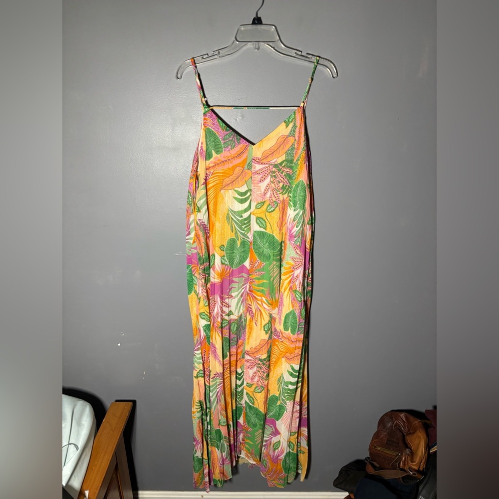 Skies Are Blue Sleeveless Printed Pleated Maxi Dress Size Large - Picture 3 of 5